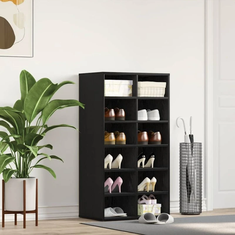 vidaXL Skoreol 54x34x100,5 cm Konstrueret Træ Sort
