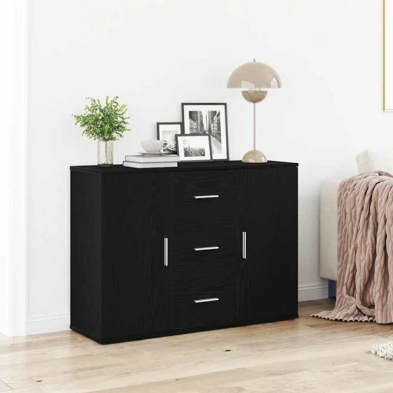 vidaXL Skænk 91x29,5x65 cm Konstrueret Træ Sort