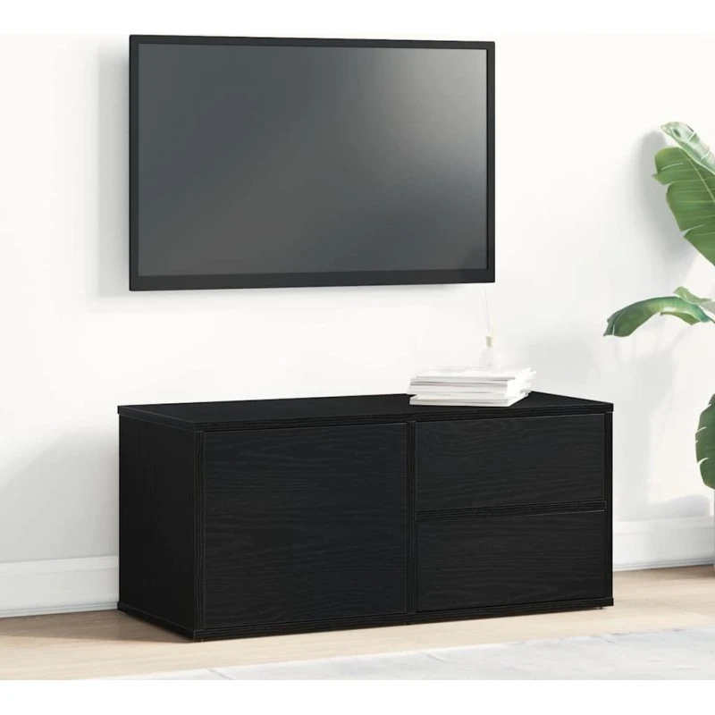 vidaXL TV-skab med skuffe, Sort, 80 x 34 x 36 cm, Konstrueret træ