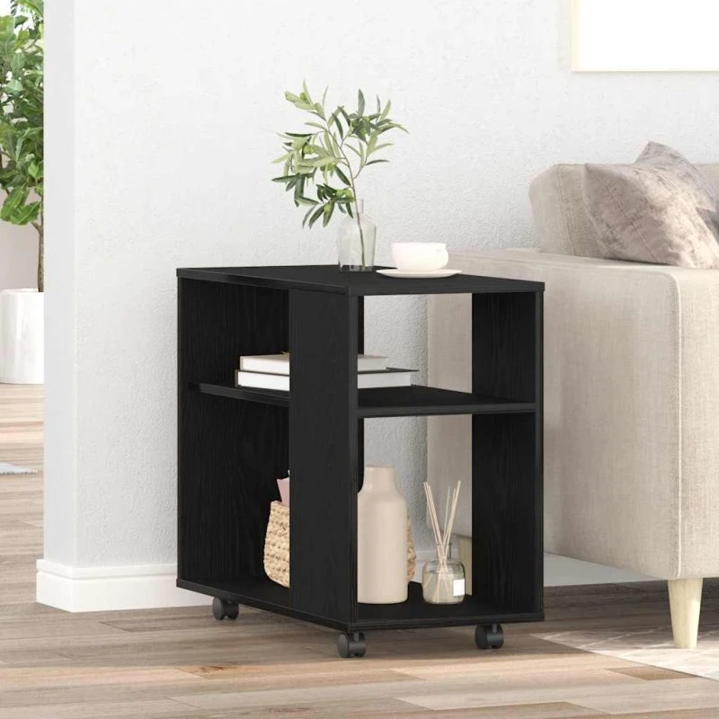 vidaXL Sidebord Sort Egetræ 70x35x60 cm Konstrueret Træ