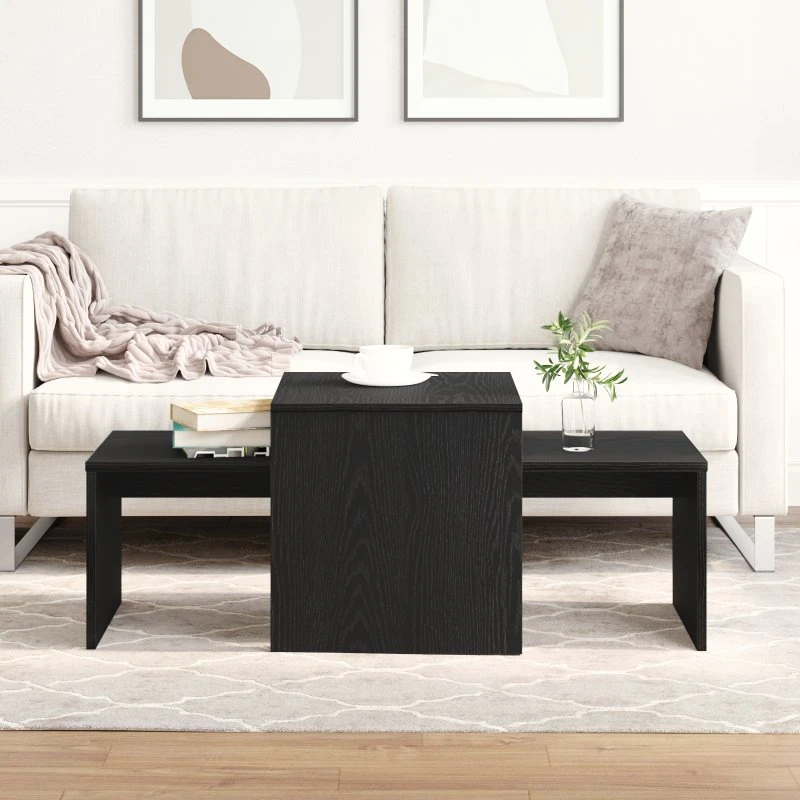 vidaXL Indskudsborde Sort Eg 100 x 48 x 40 cm Konstrueret Træ