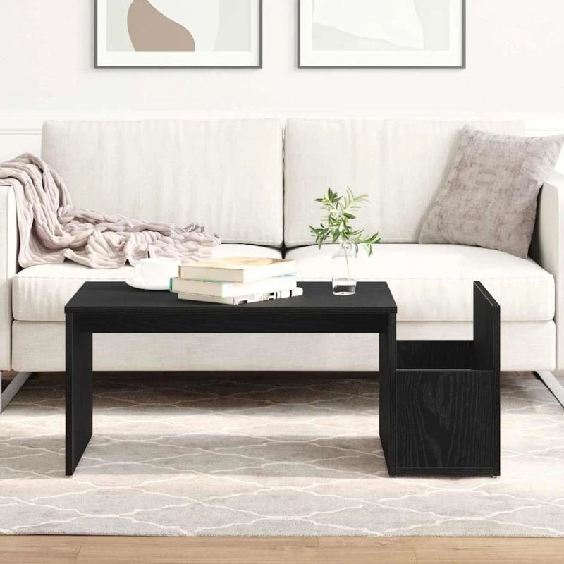 vidaXL Sofabord Sort Eg 90 x 45 x 35 cm Konstrueret Træ