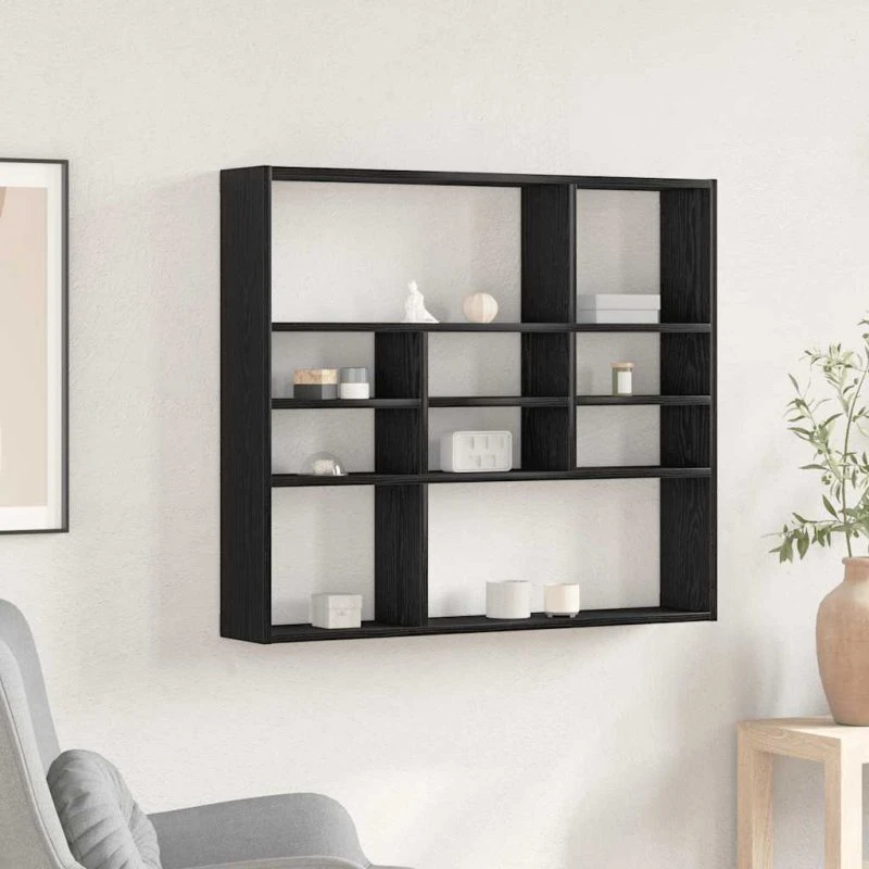 vidaXL Væghylde 90x16x78 cm Konstrueret Træ Sort