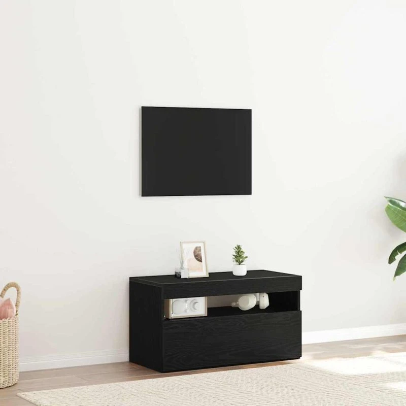 vidaXL TV-skab med LED, Sort, 75 x 35 x 40 cm, Konstrueret træ