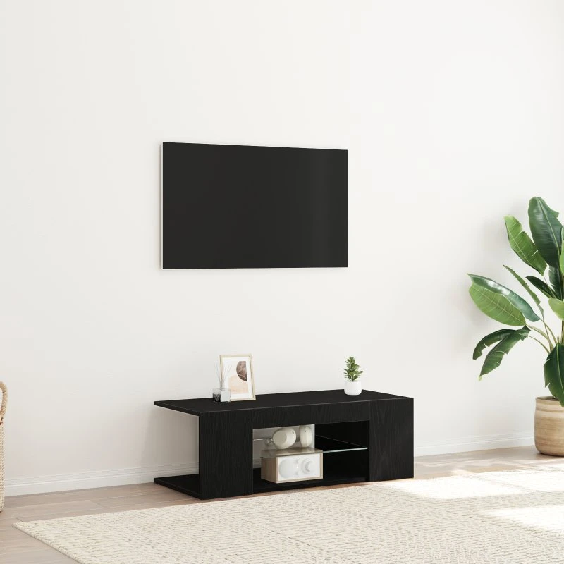vidaXL TV-skab med skuffe, Sort, 90 x 39 x 30 cm, Konstrueret træ