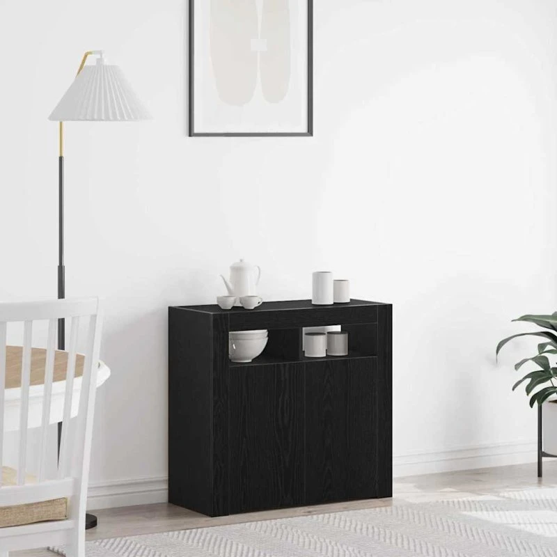 vidaXL Sideboard Sort 80 x 35 x 75 cm Konstrueret Træ