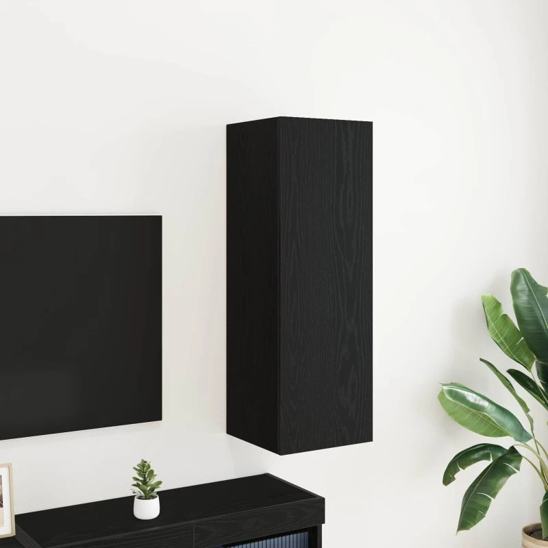 vidaXL Væg TV Skab Sort 30,5 x 30 x 90 cm Konstrueret Træ