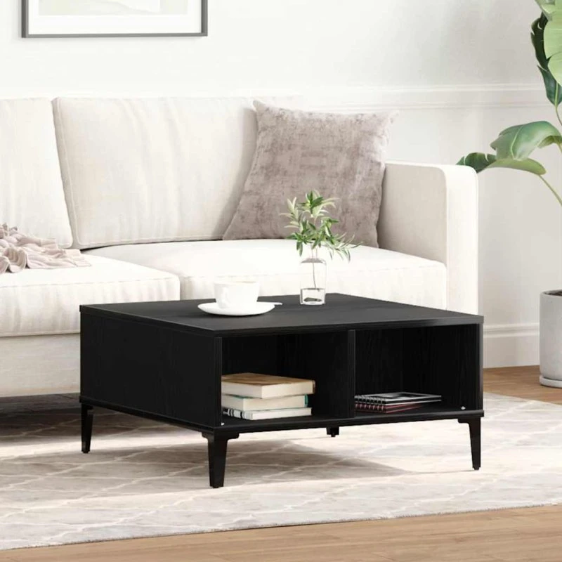 vidaXL Sofabord Sort Eg 60x60x30 cm