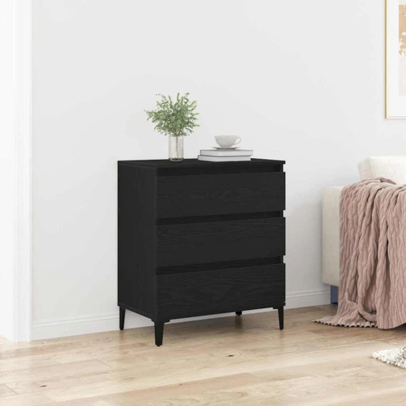 vidaXL Sideboard med skuffe, Sort eg, 60 x 35 x 70 cm