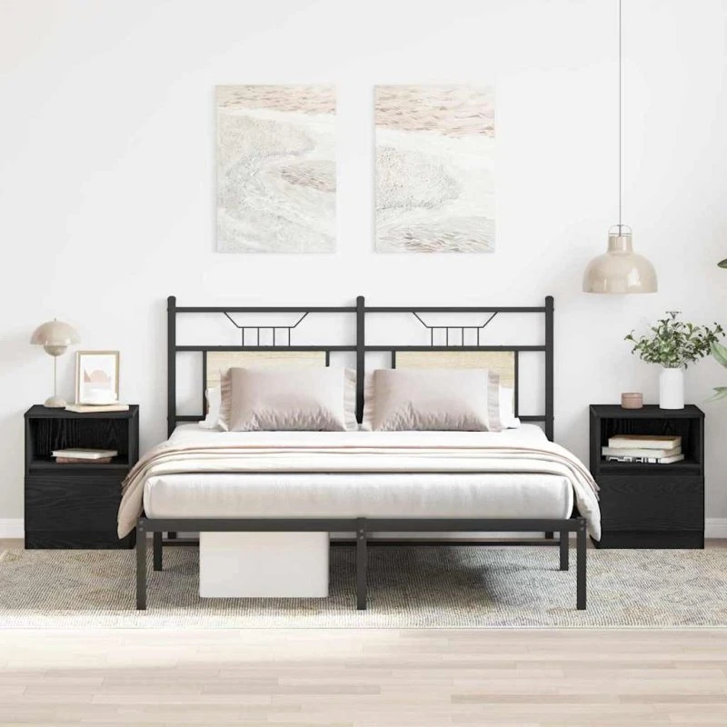 vidaXL Natskab 2 stk, Sort Eg, 40 x 40 x 50 cm, Konstrueret Træ