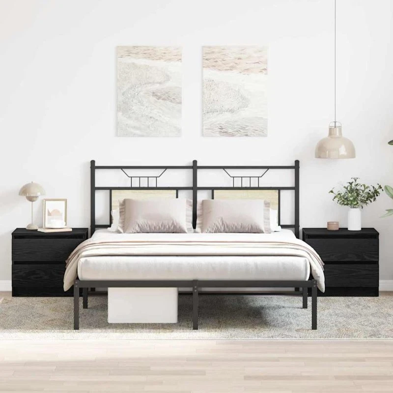vidaXL Natskab 2 stk Sort Eg 50 x 40 x 43,5 cm Konstrueret Træ