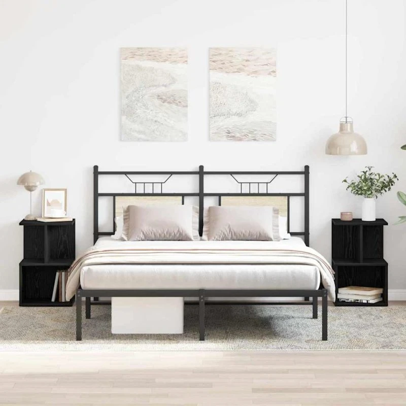 vidaXL Natskab 2 stk, Sort Eg, 35 x 35 x 55 cm, Konstrueret Træ
