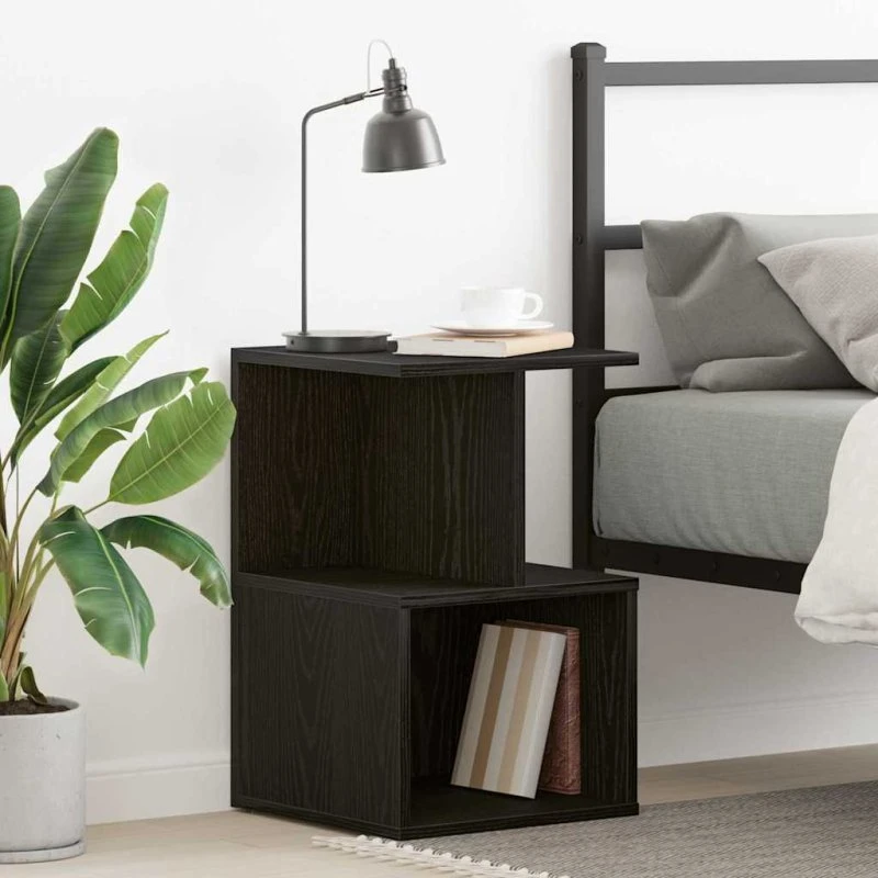 vidaXL Natskab Sort Eg 35x35x55 cm Konstrueret Træ