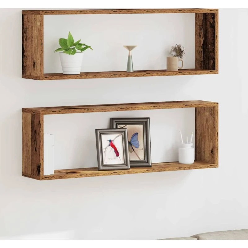 vidaXL Væghylde 2 stk Gammelt Træ 80 x 15 x 26 cm Konstrueret Træ