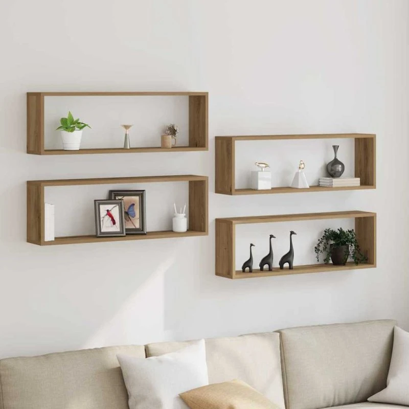 vidaXL Væghylde 4 stk Artisan Egetræ 80 x 15 x 26 cm Konstrueret Træ