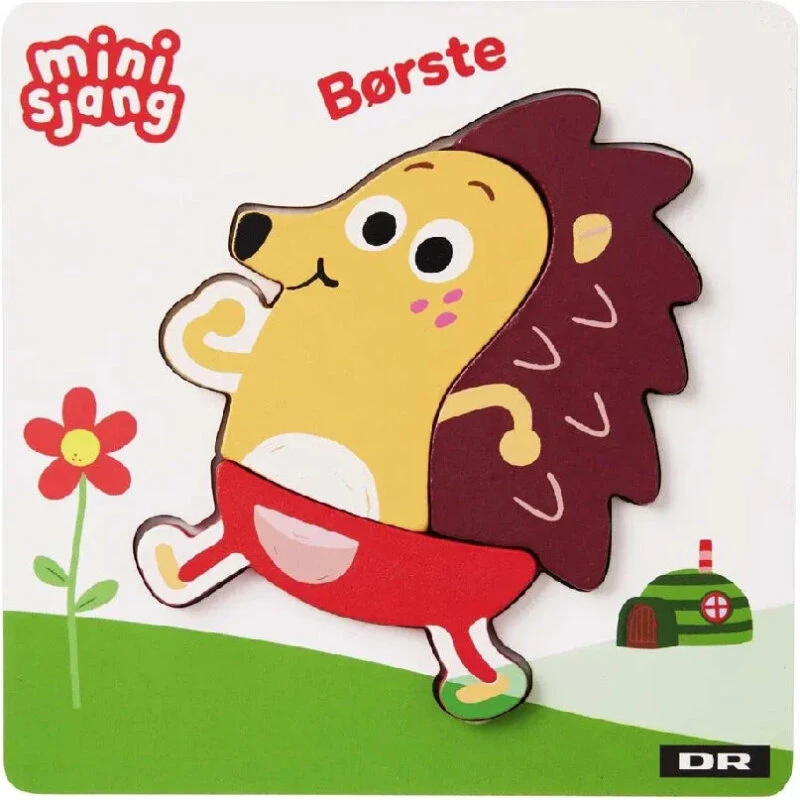 DR Børste Træpuslespil, 3 brikker – Pindsvinet