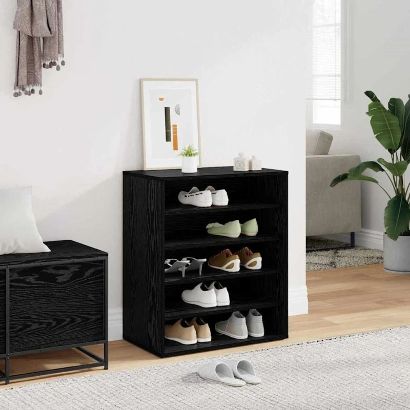 vidaXL Sko Skab 60x35x70 cm Sort Konstrueret Træ