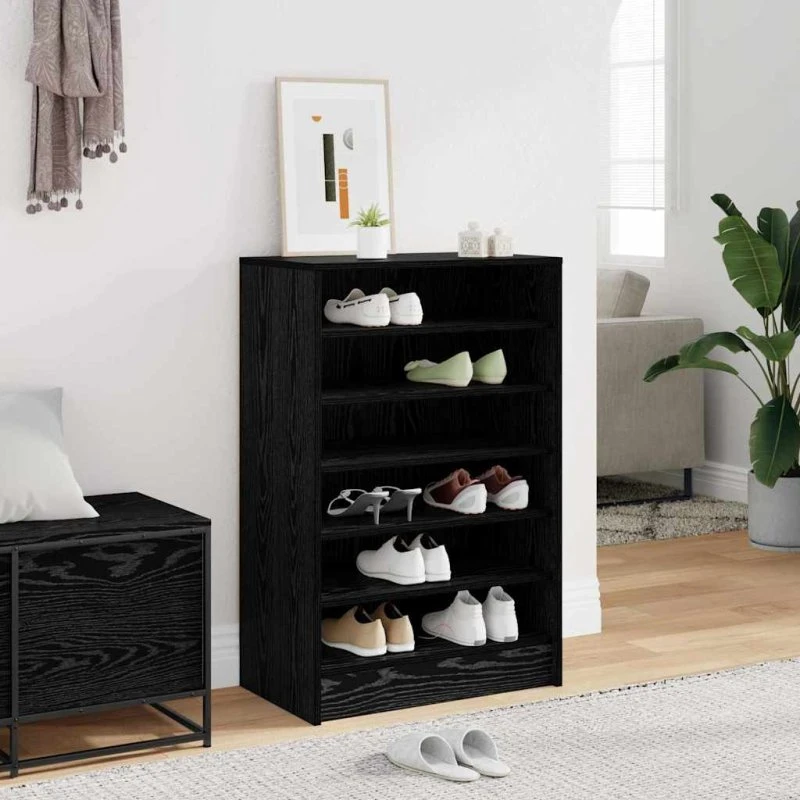 vidaXL Sko Skab med Hylde, Sort, 60 x 35 x 92 cm, Konstrueret Træ