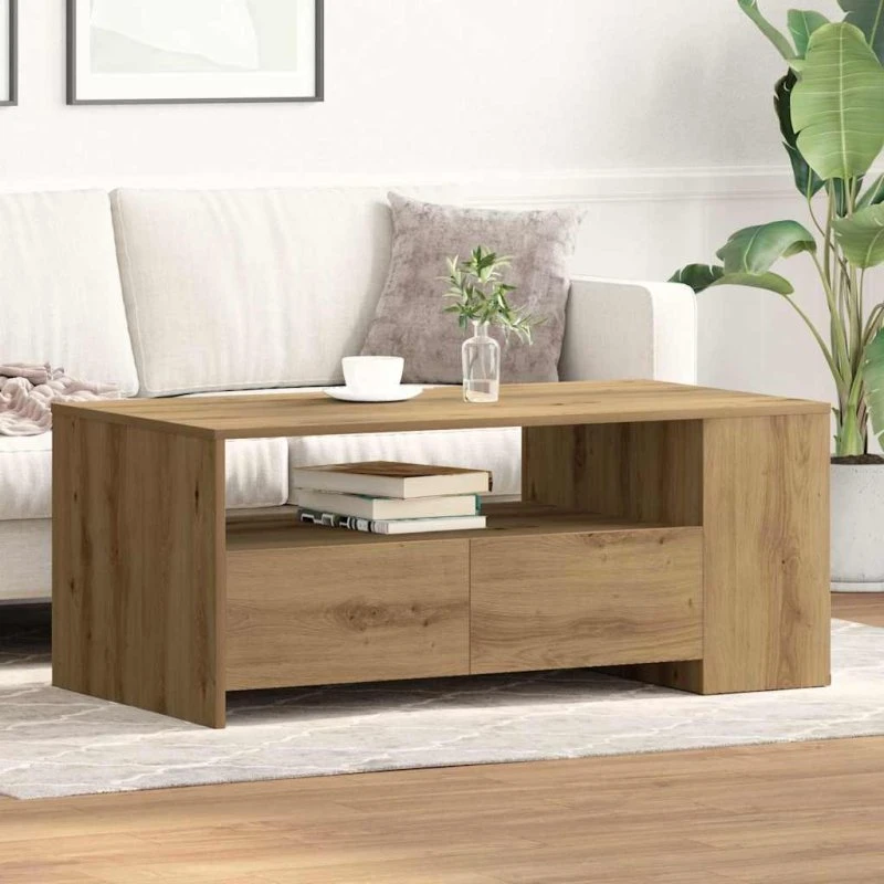 vidaXL Sofabord Artisan Egetræ 102 x 55 x 43,5 cm