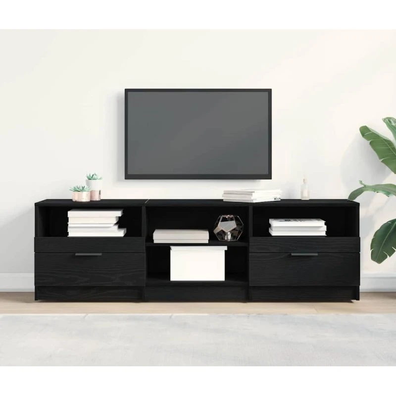 vidaXL TV-skab med skuffe 150 x 33,5 x 45 cm Sort konstrueret træ