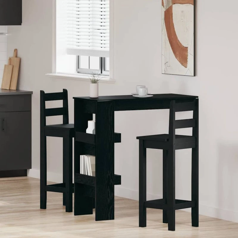 vidaXL Vægbarbord Sort Eg 102 x 55 x 103,5 cm Konstrueret Træ