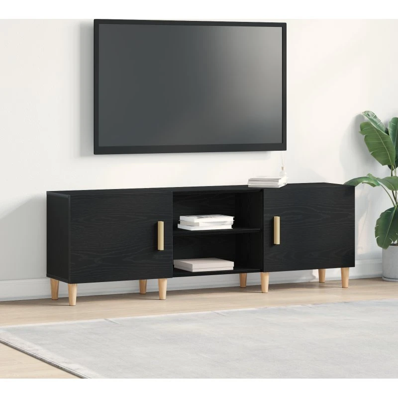 vidaXL TV-skab Sort Eg 150 x 30 x 50 cm Konstrueret Træ