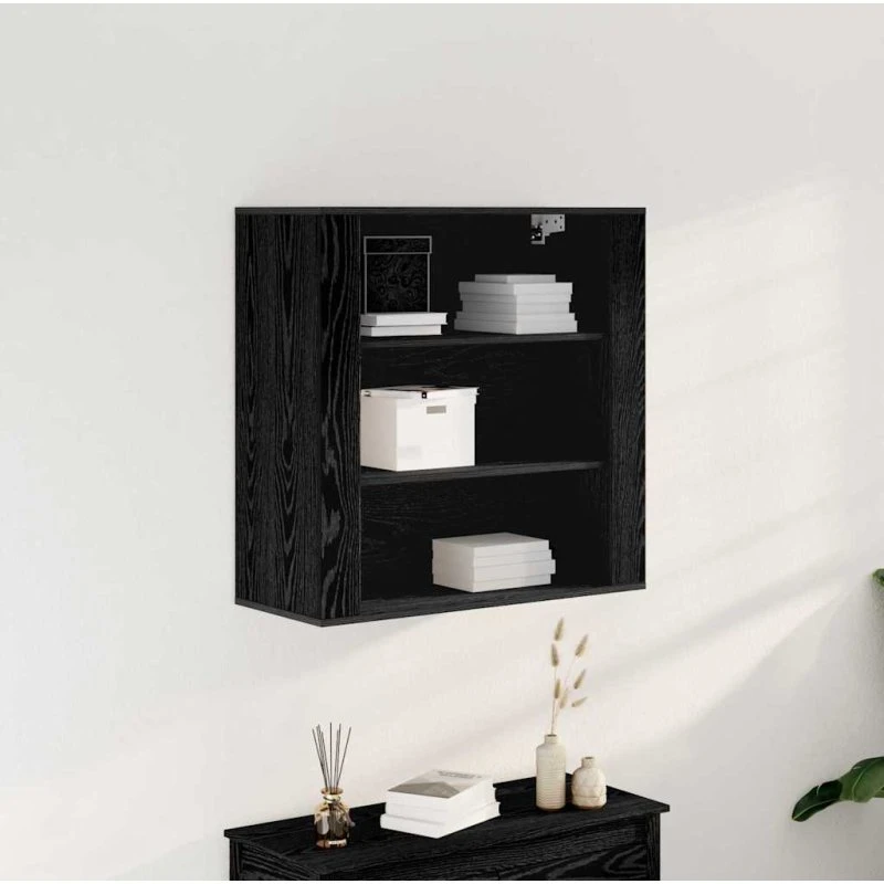 vidaXL Vægskab med Hylde Sort Eg 80x33x80 cm Konstrueret Træ