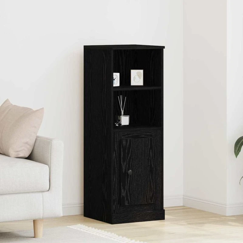 vidaXL Højskåp Sort Eg 36x35,5x103,5 cm Massivt Egetræ