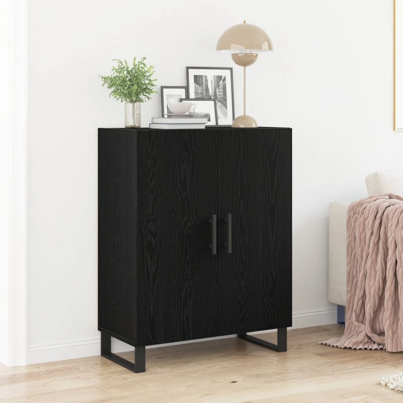 Skænk Sort Eg 69,5 x 34 x 90 cm Konstrueret Træ