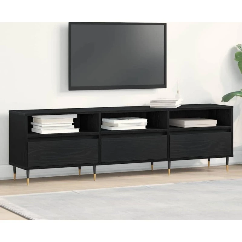 vidaXL TV-skab med skuffe, Sort, 150 x 30 x 44,5 cm, Konstrueret træ