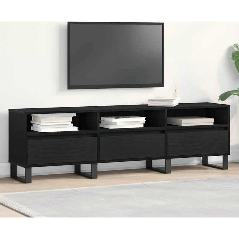 vidaXL TV-skab med skuffe, Sort, 150 x 30 x 44,5 cm, Konstrueret træ