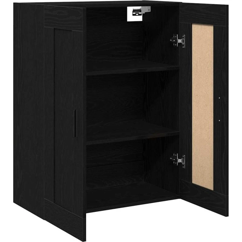 vidaXL Væghængt Skab Sort Eg 69,5 x 34 x 90 cm