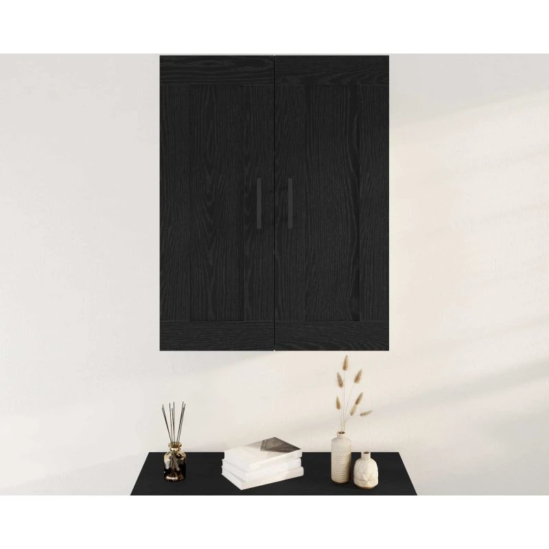 vidaXL Væghængt Skab Sort Eg 69,5 x 34 x 90 cm Konstrueret Træ