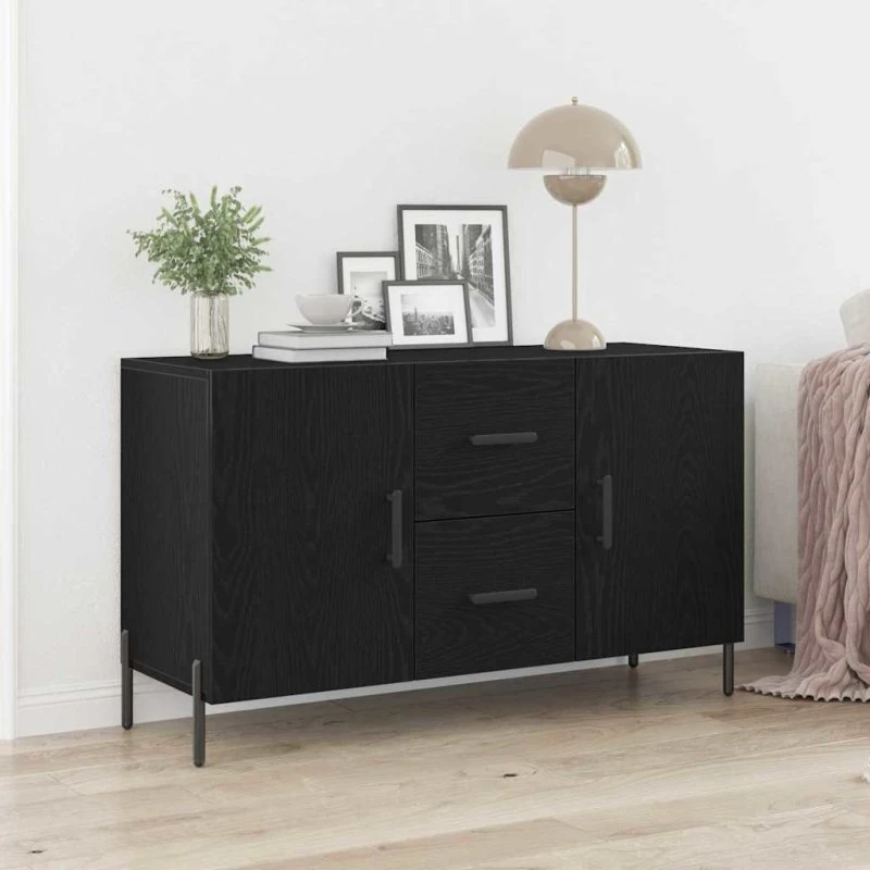 vidaXL Sideboard med skuffe, Sort eg, 100 x 36 x 60 cm