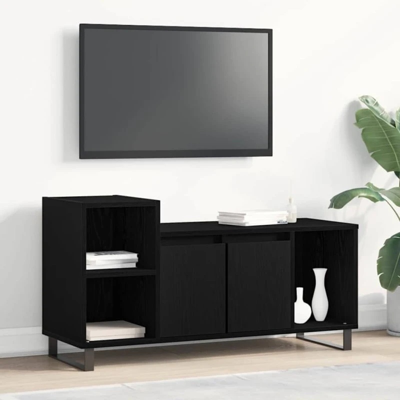 vidaXL TV-møbelsæt, Sort, 100 x 35 x 55 cm, Konstrueret træ