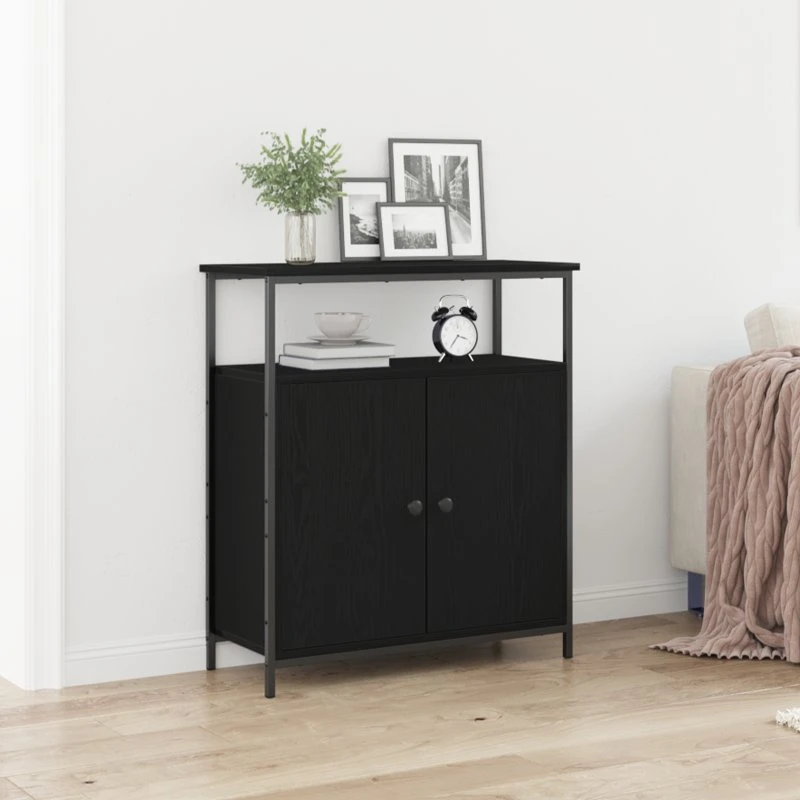 vidaXL Sideboard Sort Eg 70x30x80 cm Konstrueret Træ
