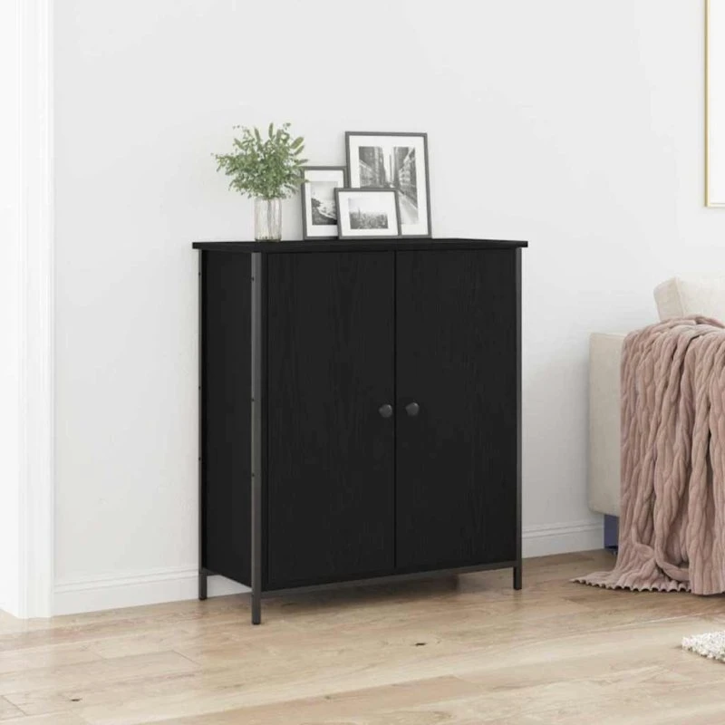 vidaXL Sideboard Sort 70 x 30 x 80 cm Konstrueret Træ