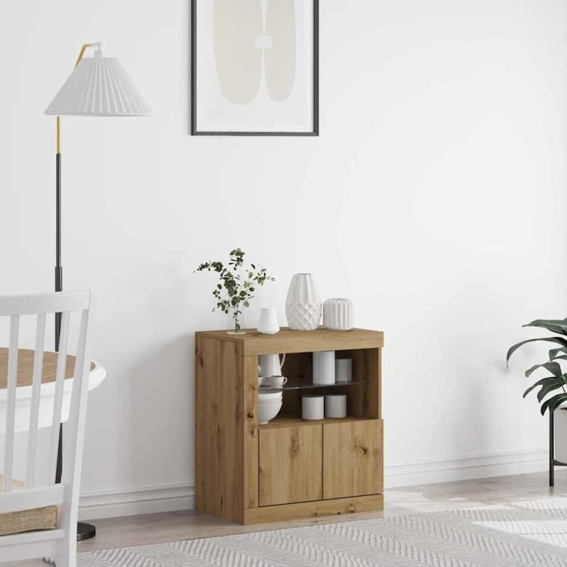 vidaXL LED Sideboard Brun 60,5 x 37 x 67 cm Konstrueret Træ