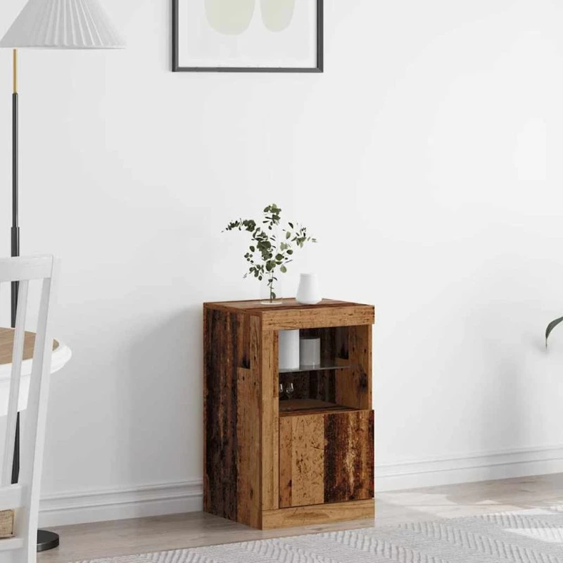 vidaXL LED Sideboard Gammelt Træ 41 x 37 x 67 cm