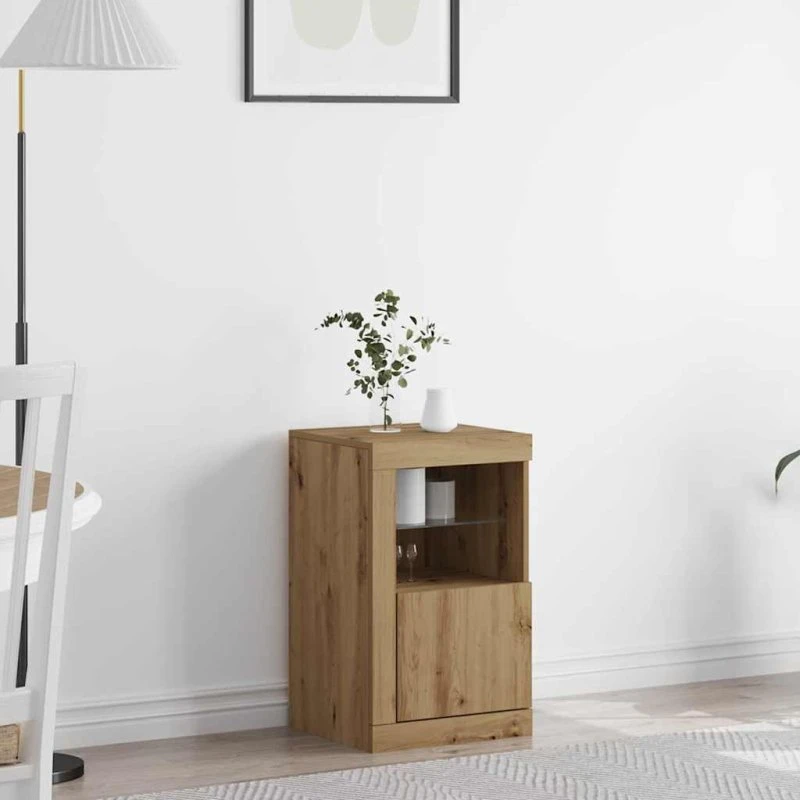 vidaXL LED Sideboard Artisan Egetræ 41 x 37 x 67 cm
