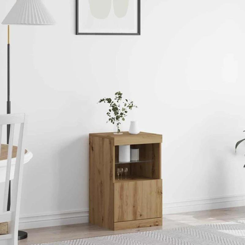 vidaXL LED Sideboard Artisan Eg 41x37x67 cm Konstrueret Træ