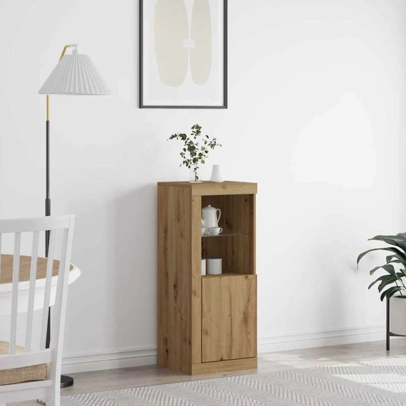 vidaXL LED Sideboard Artisan Egetræ 41 x 37 x 100 cm