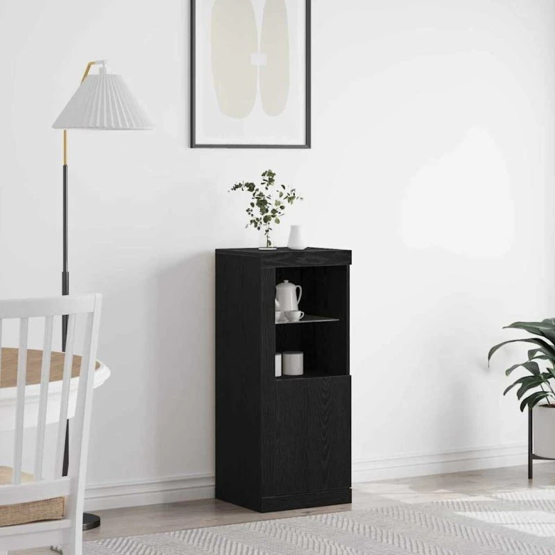 vidaXL LED Sideboard Sort 41 x 37 x 100 cm Konstrueret Træ
