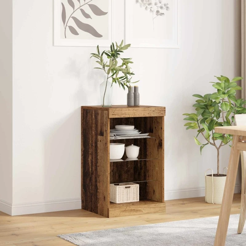 vidaXL LED Sideboard Gammelt Træ 41 x 37 x 67 cm