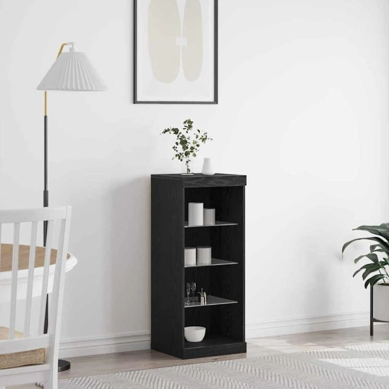 vidaXL LED Sideboard Sort 41 x 37 x 100 cm Konstrueret Træ