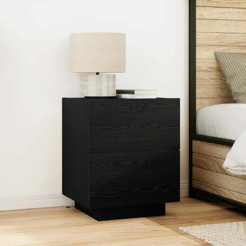 vidaXL Natskab 2 stk Sort Eg 45 x 40 x 55 cm