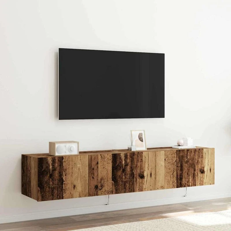 vidaXL TV-vægskab Gammelt Træ 80 x 35 x 31 cm Konstrueret Træ