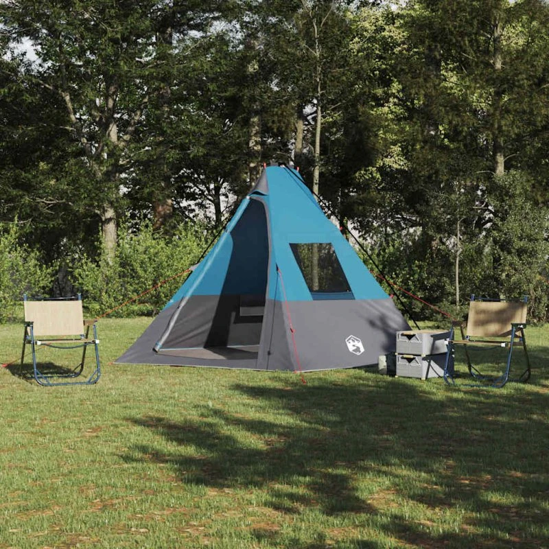 vidaXL Tipi telt med tag, blå, 383 x 338 x 217 cm, taft