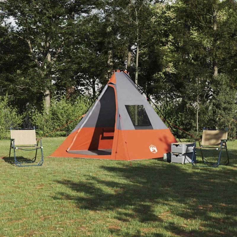 vidaXL Tipi telt 383 x 338 x 217 cm Grå og Orange med tag