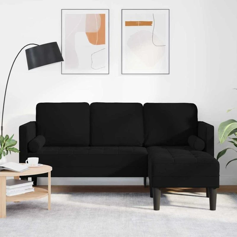 vidaXL Sofa Sæt Sort 173 x 131 x 67 cm med Puder
